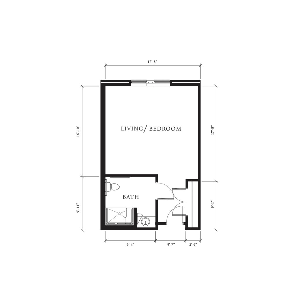 Memory Care Deluxe Studio floor plan illustration.